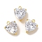 304 Stainless Steel Rhinestone Pendants, Heart, Crystal, 13.5x10.5x7mm, Hole: 1.6mm
