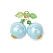 Acrylic Imitation Pearl Pendants, with Glass Beads, Cherry, Light Sky Blue, 30x31x15.5mm, Hole: 5mm
