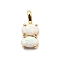 Synthetic Opal Pendants, Bear Charms with Brass Settings, Real 18K Gold Plated, Long-Lasting Plated, Rack Plating, Lead Free & Cadmium Free, White, 13.5x6.5x3.5mm, Hole: 3.5x2.5mm