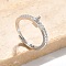 S925 Sterling Silver Adjustable Letter Rings for Women, with Micro Pave Cubic Zirconia, Letter L, 2mm,US Size 5 1/2(16.1mm), Letter: 5x4mm