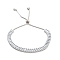 Brass Pave Clear Cubic Zirconia Rectangle Box Chain Slider Bracelets, Nickle Free, Long-Lasting Plated, Platinum, 10-1/2 inch(26.6cm)