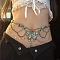 Alloy Turquoise Resin Tassel Layered Waist Belly Chains for women, Golden, Butterfly, 1000mm