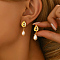 Elegant Pearl & Rhinestone Teardrop Hoop Earrings for Women's Date Night, Golden, 30x6mm