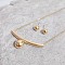 Round 304 Stainless Steel Stud Earrings & Pendant Necklaces Sets, Golden, 450mm