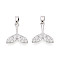 Brass Micro Pave Clear Cubic Zirconia Charms, Fishtail Charms, Platinum, 13.5x13x2mm, Hole: 4.5x2.5mm