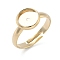 Adjustable Brass Finger Rings Components, Pad Ring Setting, Rack Plating, Long-Lasting Plated, Lead Free & Cadmium Free, Flat Round, Real 24K Gold Plated, Tray: 10mm, 3mm, US Size 7 1/4(17.5mm)