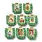 Barss Pendants, with Plastic Beads and Paper, Rectangle with Fantastic Saints, Cadmium Free & Nickel Free & Lead Free, Medium Turquoise, 27x22x6mm, Hole: 2.2mm