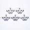 Tarnish Resistant 201 Stainless Steel Links Connectors, Laser Cut, Crown, Stainless Steel Color, 15x20x1.5mm, Hole: 1.8mm