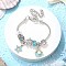Ocean Theme European Beads Charm Bracelet Set for Women, with Tibetan Style Alloy Charms & Resin, Light Sky Blue, 6-3/4 inch(17cm)