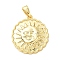 Brass Pendants, Sun Charms, Real 18K Gold Plated, 20x18x3.5mm, Hole: 5x2.8mm