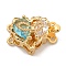 Brass Micro Pave Cubic Zirconia Box Clasps, Heart, Real 18K Gold Plated, 2-Strand, 4-Hole, Sky Blue, 12.5x18x9mm, Hole: 1.2mm