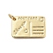 Brass Pendants, Cadmium Free & Lead Free, Rectangle Charms, with Jump Ring, Real 18K Gold Plated, 18x12x1.5mm, Hole: 3mm