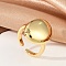 Oval Brass Open Cuff Rings for Women, Cadmium Free & Lead Free, Real 18K Gold Plated, 19.5x16mm, Inner Diameter: Adjustable