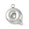304 Stainless Steel Initial Pendants, Ion Plating(IP), Stainless Steel Color, Letter Q, 16~18x6~18x3mm, Hole: 1.8mm