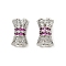 Brass Micro Pave Cubic Zirconia Screw Clasps, Long-Lasting Plated, Rack Plating, Platinum, 10.5x6.5mm, Hole: 3mm