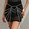 Plastic Round Beaded Multi-Layered Tassel Waist Belly Chains for Women, Silver, 750mm