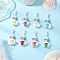 ABS Plastic Imitation Pearl Pendant Docorations, with Zinc Alloy Lobster Claw Clasps and Shell, Angel, Platinum, Mixed Color, 53mm