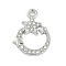 Rack Plating Alloy Micro Pave Rhinestone Pendants, Star, Platinum, 19.5x15x2mm, Hole: 1.8mm