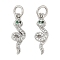 Brass Micro Pave Cubic Zirconia Pendants, Snake Charms, with Jump Ring, Platinum, 17x5.5x3mm, Hole: 3.5mm