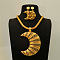 Brass Hollow Moon Pendant Necklaces & Earring Sets, Golden, Necklaces: 15.75 inch(400mm); Earring: 50mm