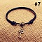 Beach Alloy Charm Adjustable Waxed Cord Anklets for Women, Antique Bronze, Key, Inner Diameter: 2~5 inch(50~126mm)