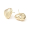 Brass Heart Ear Studs for Women, Real 18K Gold Plated, 19.5x20.5mm