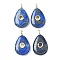 Dyed Natural Lapis Lazuli Pendants, Teardrop Charms with Brass Micro Pave Cubic Zirconia Findings, Golden, The Color Of Zircon Is Random, 31x18x7mm, Hole: 3x2mm