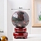 Natural Rhodonite Crystal Ball Display Decorations, Reiki Energy Stone Sphere, with Wood Base, Feng Shui Ornaments, 50~55mm