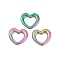 Ion Plating(IP) 304 Stainless Steel Linking Rings, Heart, Rainbow Color, 15.8x17.5x2.2mm, Hole: 10x11mm