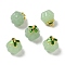 Glass Charms, Pumpkin, with Golden Alloy Enamel Findings, Dark Sea Green, 14.5x13mm, Hole: 1.5mm