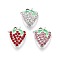 Alloy Rhinestone and Enamel Pendants, Strawberry, Platinum, Mixed Color, 17x13x4mm, Hole: 1.8mm