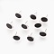 Brass Stud Earring Findings, with Loop, Enamel, Nickel Free, Flat Round, Real Platinum Plated, Black, 10x8x2mm, Hole: 1.5mm, Pin: 0.8mm
