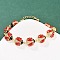 Brass Micro Pave Clear Cubic Zirconia with Enamel Red Ladybug Link Chain Bracelets for Women, Long-Lasting Plated, Rack Plating, Real 18K Gold Plated, 7-1/8 inch(18.2cm)