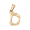 304 Stainless Steel Pendants, Bamboo Style, Letter, Ion Plating(IP), Real 18K Gold Plated, Letter.D, 18x12x3mm, Hole: 3x7mm