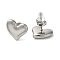 Non-Tarnish 304 Stainless Steel Stud Earrings, Stainless Steel Color, Heart, 10x12.5mm