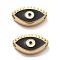 Ion Plating(IP) 304 Stainless Steel Beads, with Enamel, Real 18K Gold Plated, Eye, Black, 8.5x15x4mm, Hole: 1.4mm