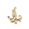 Brass Micro Pave Cubic Zirconia Pendants, Octopus Charms, Rack Plating, Long-Lasting Plated, Lead Free & Cadmium Free, with Jump Ring, Real 18K Gold Plated, 11x11x2mm, Hole: 2.5mm