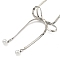 Brass Pendant Necklaces, with Plastic Imitation Pearl Pendant, Bowknot, Platinum, 16.73 inch(425mm)