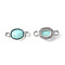 Rack Plating Alloy Resin Connector Charms, Oval Links, Imitation Gemstone, Lead Free & Cadmium Free & Nickel Free, Antique Silver, 16.5x8.5x4.5mm, Hole: 1.6mm