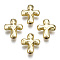 Rack Plating Alloy Beads, Cadmium Free & Lead Free, Cross, Light Gold, 13.5x12x4mm, Hole: 1.2mm
