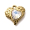 304 Stainless Steel Pendants, with Rhinestone, Real 18K Gold Plated, Ion Plating(IP), Heart, Crystal AB, 16.5x16.5x5.5mm, Hole: 1.8mm