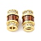 Brass Micro Pave Cubic Zirconia Screw Clasps, Column, Real 18K Gold Plated, 11x7mm, Pin: 0.7mm