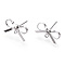 Brass Stud Earring Findings, with Loop, Bowknot, Nickel Free, Real Platinum Plated, 8~10x15mm, Hole: 1.2mm, Pin: 0.7mm.