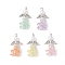 Angel Pendants, with ABS Plastic Imitation Pearl Round Beads & Acrylic Beads & 304 Stainless Steel Eye Pin & Alloy Fairy Wing Beads & Iron Bead Caps, Mixed Color, 27x15.5x11mm, Hole: 2.5mm