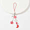 Alloy Wing with Glass Moon & Star Mobile Straps, with Polyester Cord, Platinum, Red, 142mm