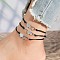 Alloy Triple Heart Link Chain Cord Adjustable Anklet Sets for Women, Platinum, 7-7/8~11-3/4 inch(200~300mm), 3pcs/set