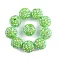 10Pcs Opaque Acrylic Beads, with Rhinestone, Round, Lime, 20x18.5mm, Hole: 2.8mm