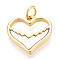 Brass Pave Natural Shell Heart Charms, with Jump Rings, Seashell Color, Real 18K Gold Plated, 14.5x15x2mm, Hole: 3mm