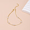Alloy & Imitation Pearl Double Layer Anklets for Women, White, Light Gold, 9-1/8 inch(230mm)