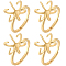 Brass Adjustable Ring Findings, Prong Ring Settings, Real 14K Gold Plated, US Size 6(16.5mm), Tray: 16x10.5mm, 4pcs/set